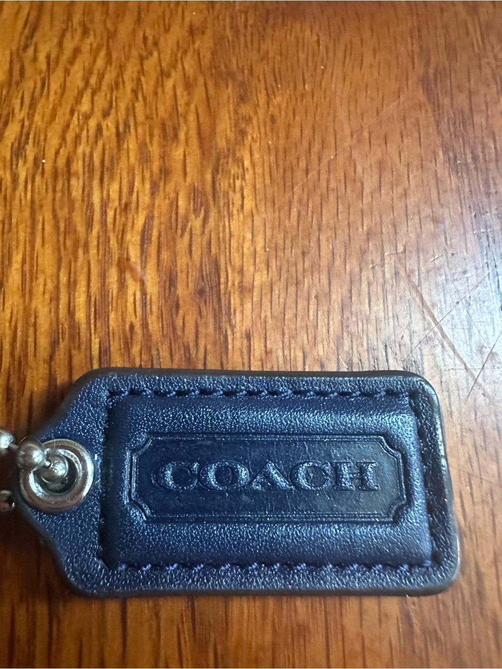2”COACH Dark Purple Patent Leather Nickel Key Fob Bag Charm Keychain Hang Tag - Picture 2 of 4